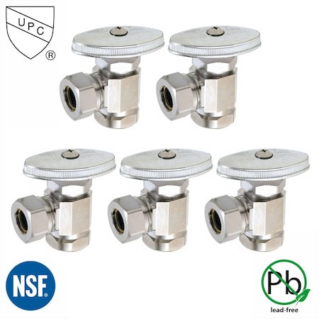 Thrifco Plumbing 1/2 Inch FIP x 1/2 Inch Slip Joint Multi Turn Brass Angle Stop 9405460